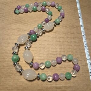 Pastel Gemstone Beaded Necklace with Irregular Shapes